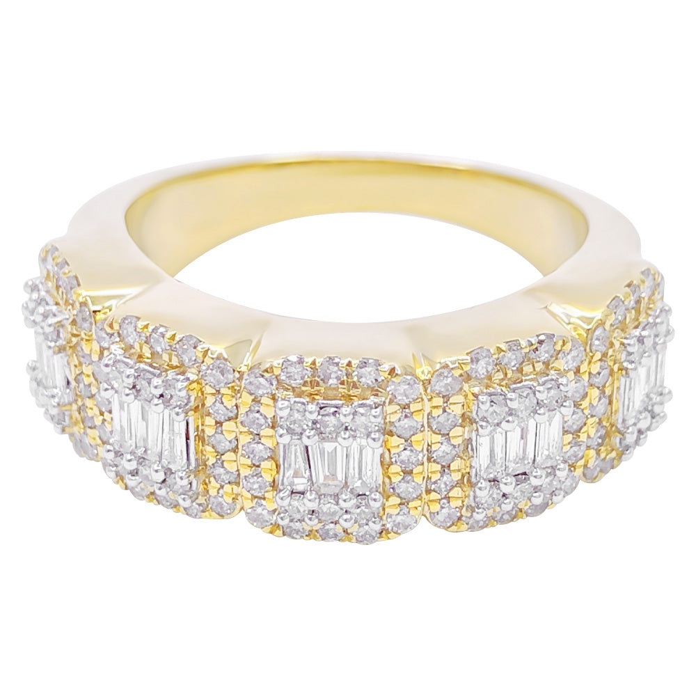 Image of Baguette Cluster 90cttw Diamond Ring 10K Gold ID 41800287453377