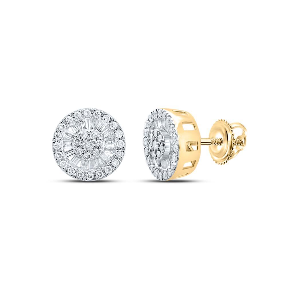 Image of Baguette Radiant Cluster Diamond Earrings 10K Gold ID 39541728903361