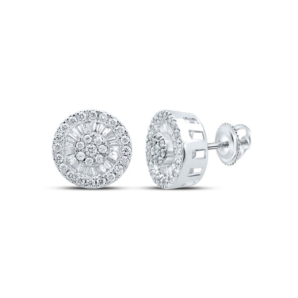 Image of Baguette Radiant Cluster Diamond Earrings 10K Gold ID 39541729099969