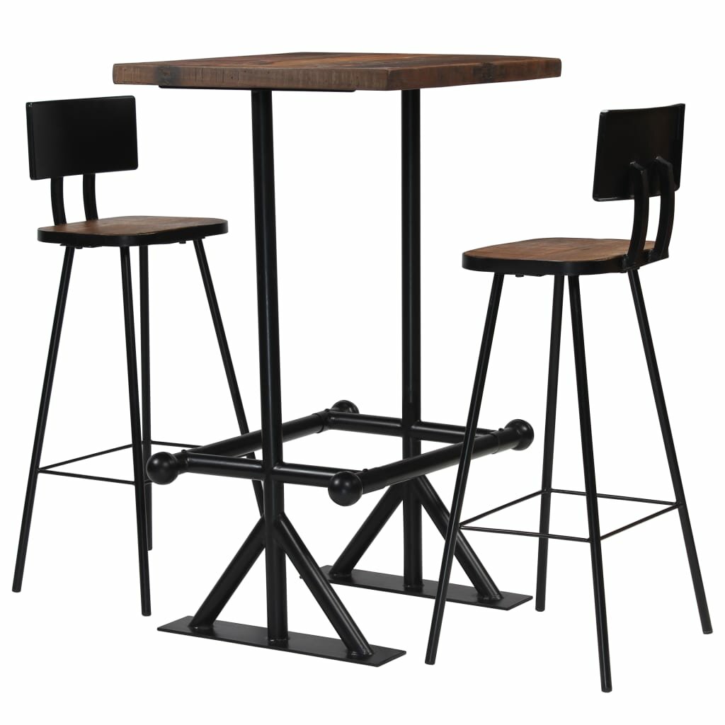 Image of Bar Set 3 Piece Solid Reclaimed Wood
