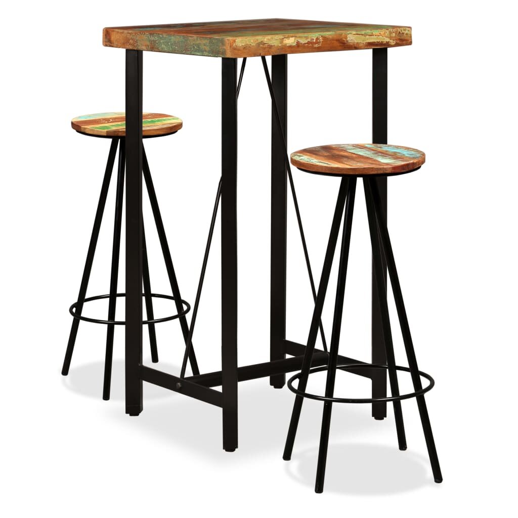 Image of Bar Set 3 Pieces Solid Reclaimed Wood