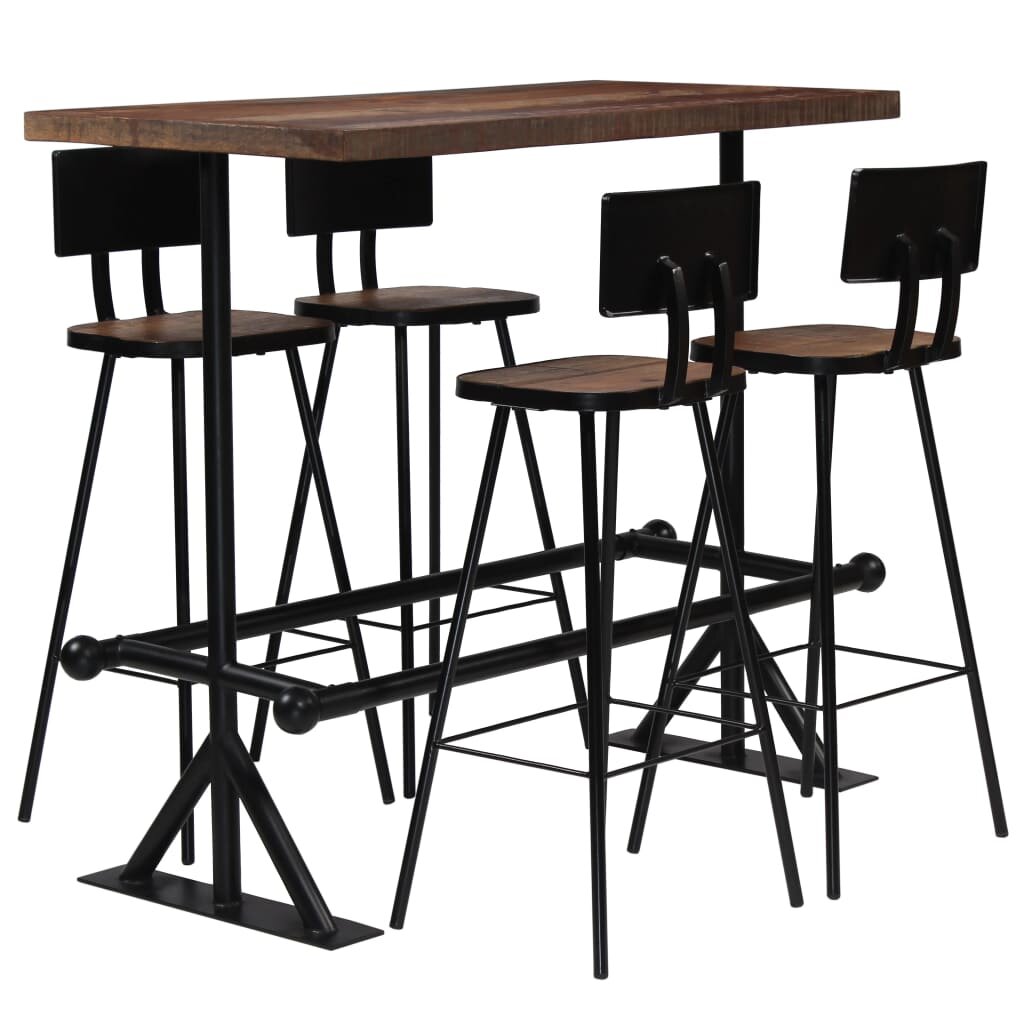 Image of Bar Set 5 Piece Solid Reclaimed Wood