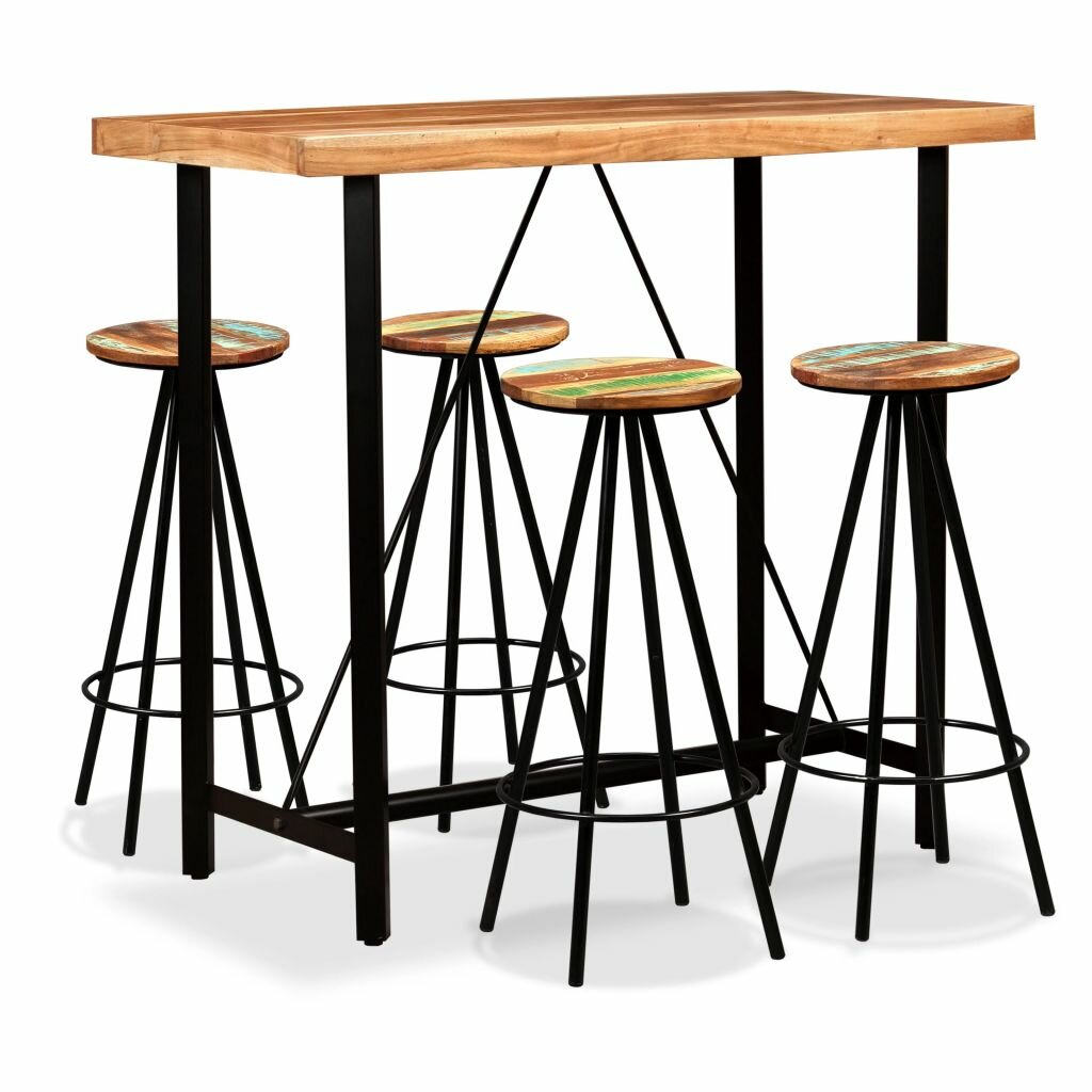 Image of Bar Set 5 Pieces Solid Acacia and Reclaimed Wood