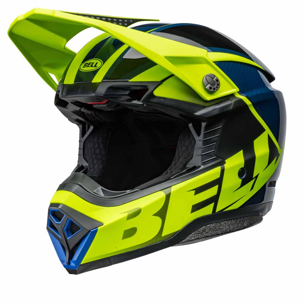 Image of Bell Moto-10 Spherical Sliced Matte Gloss Retina Blue Offroad Helmet Talla L