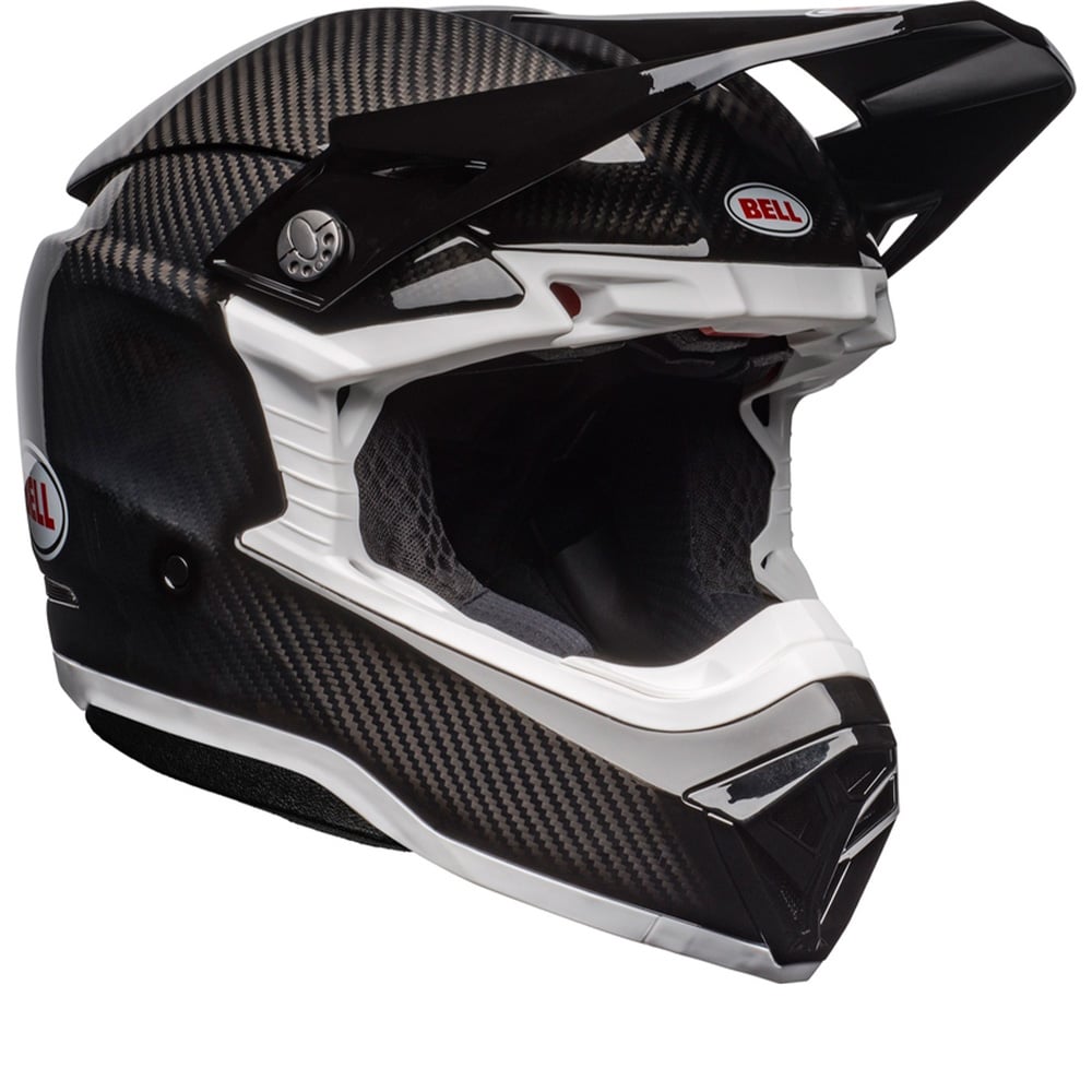 Image of Bell Moto-10 Spherical Solid Gloss Black White Offroad Helmet Size XS EN
