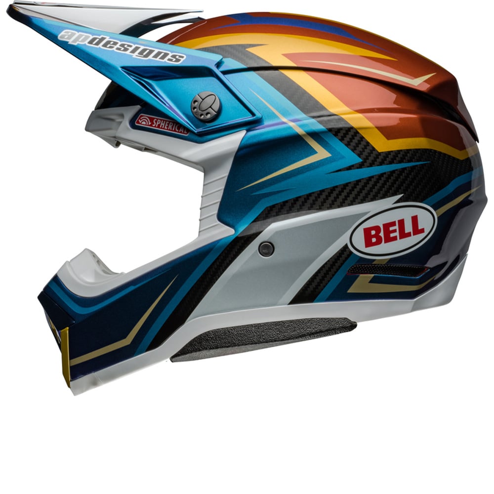 Image of Bell Moto-10 Spherical Tomac 24 Replica Gloss White Gold Offroad Helmet Size M ID 196178095631