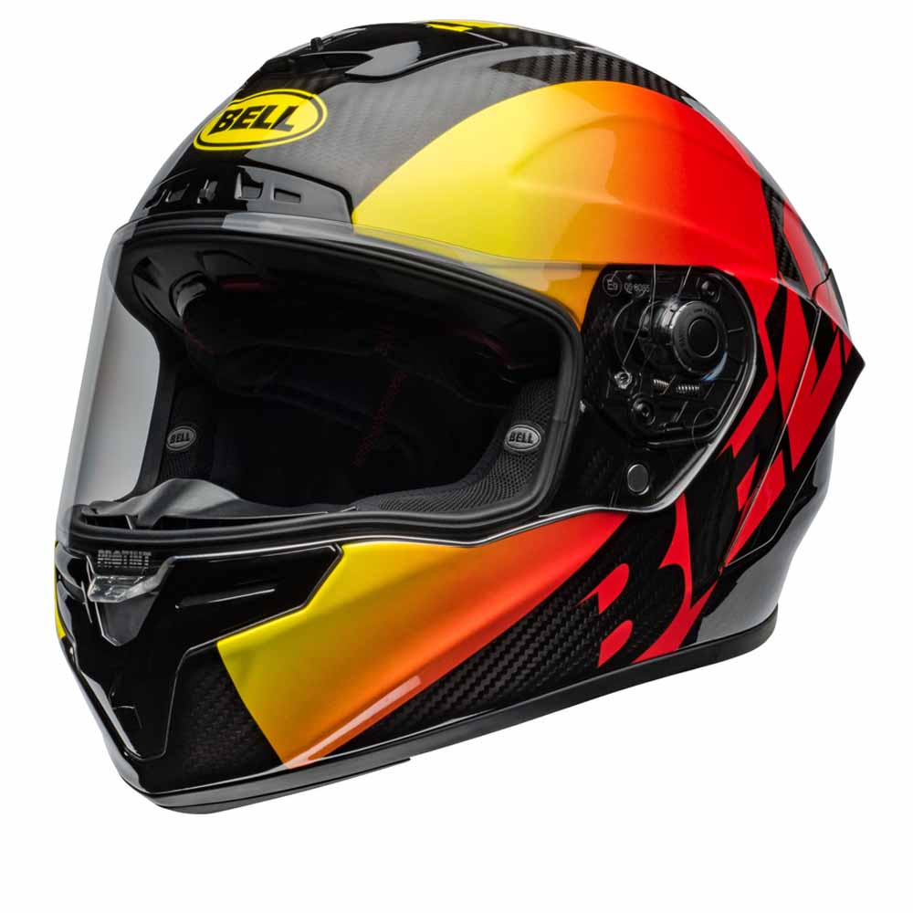Image of Bell Race Star DLX Flex Offset Gloss Black Red Full Face Helmet Size S ID 196178181549