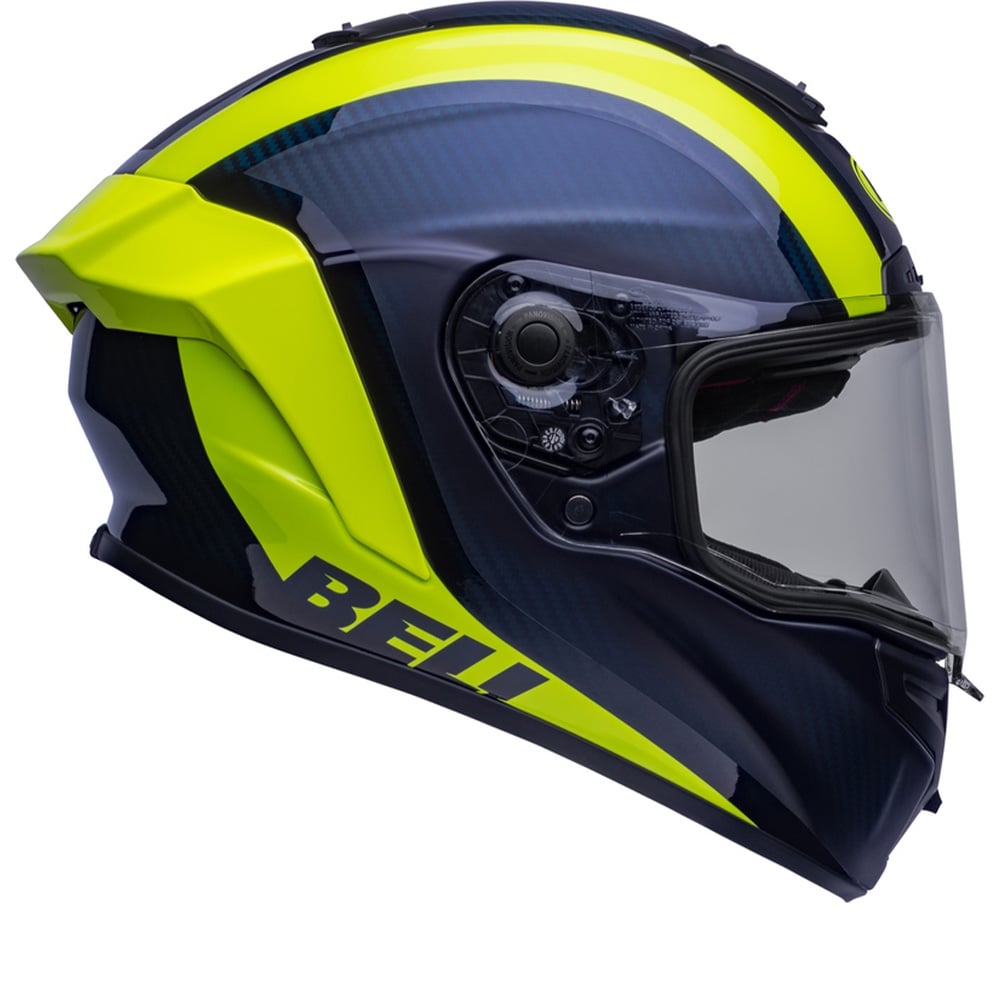 Image of Bell Race Star DLX Flex Tantrum 2 Dark Blue Hiviz Yellow Full Face Helmet Size L EN