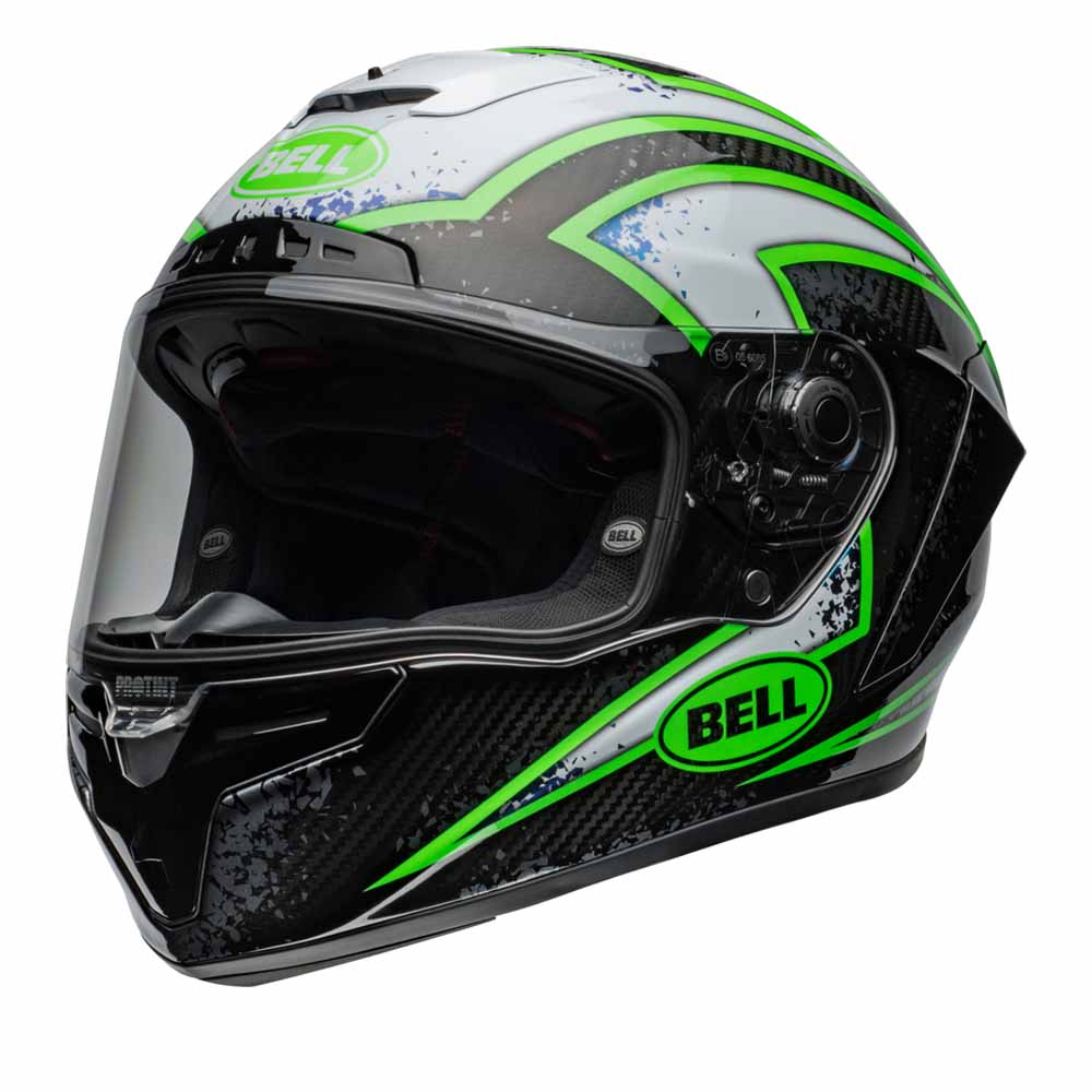 Image of Bell Race Star DLX Flex Xenon Gloss Black Kryptonite Full Face Helmet Größe S