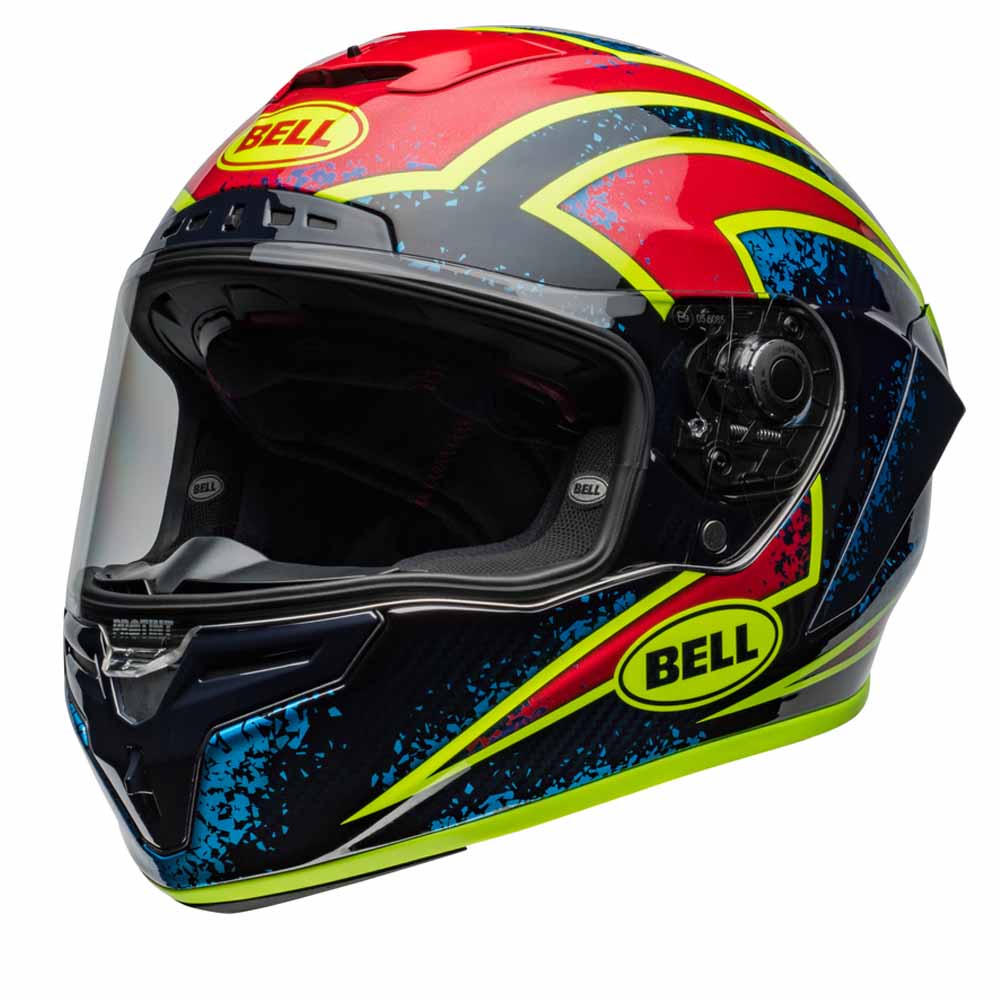 Image of Bell Race Star DLX Flex Xenon Gloss Blue Retina Full Face Helmet Size L ID 196178186346