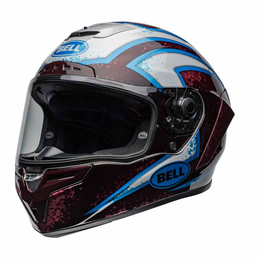 Image of Bell Race Star DLX Flex Xenon Gloss Red Silver Full Face Helmet Size S ID 196178186407