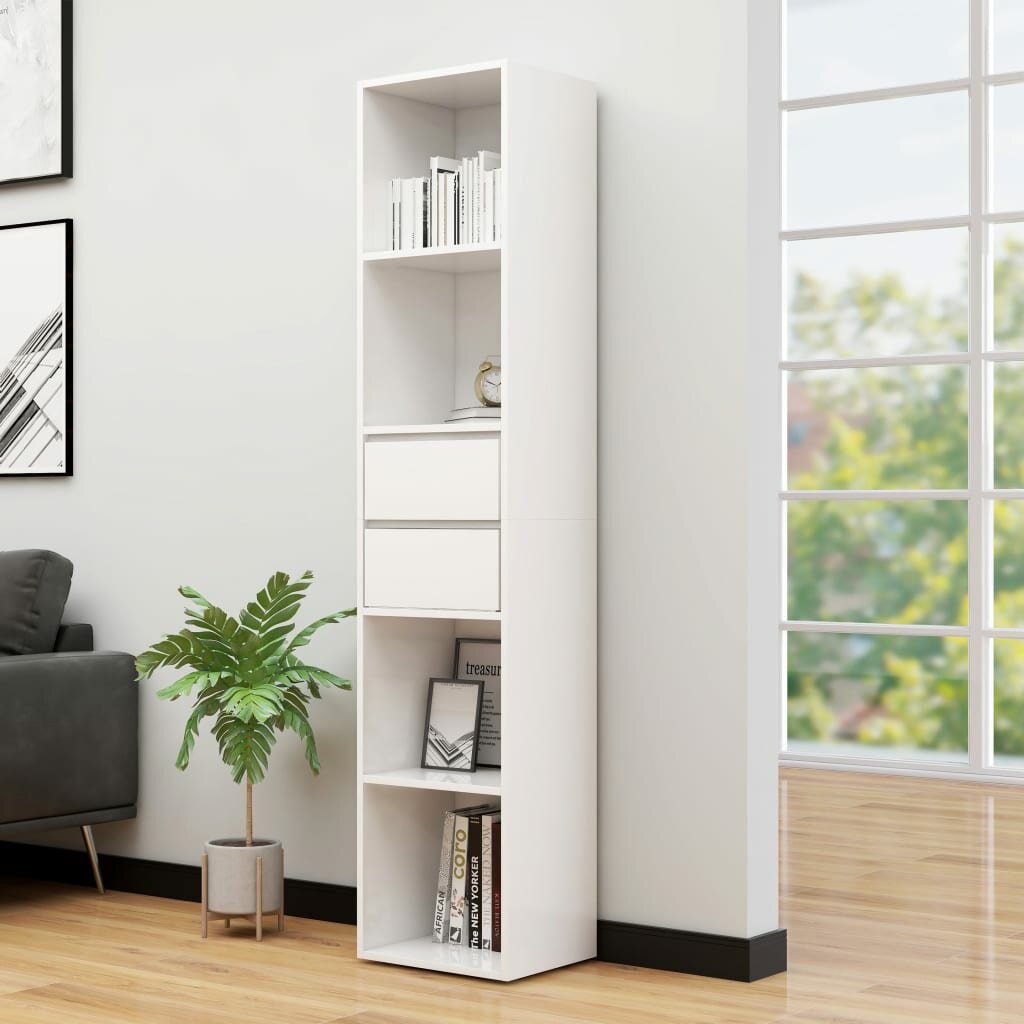 Image of Book Cabinet High Gloss White 142"x118"x673" Chipboard