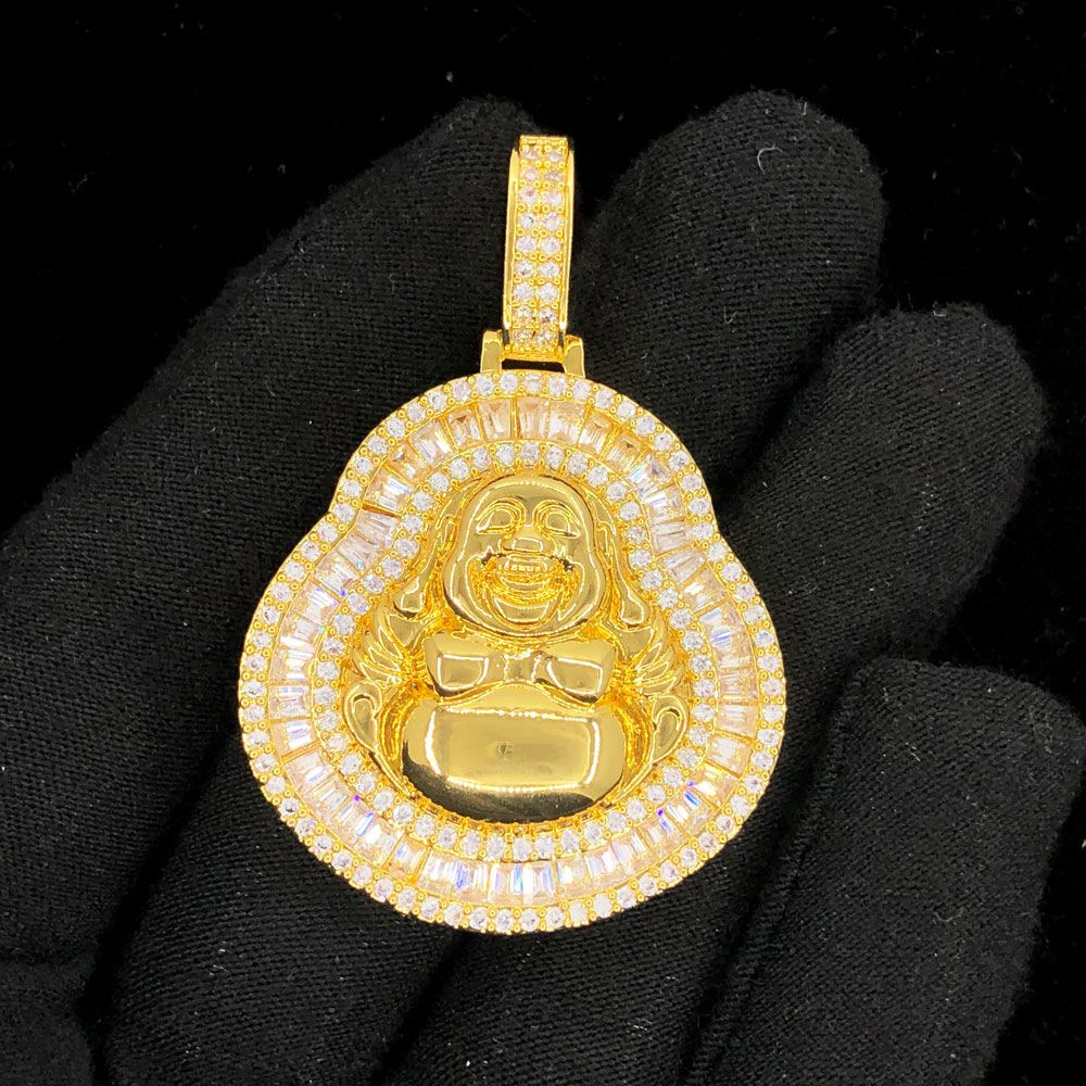 Image of Buddha Baguette 61cttw VVS Moissanite Pendant 925 Sterling Silver ID 41999324348609