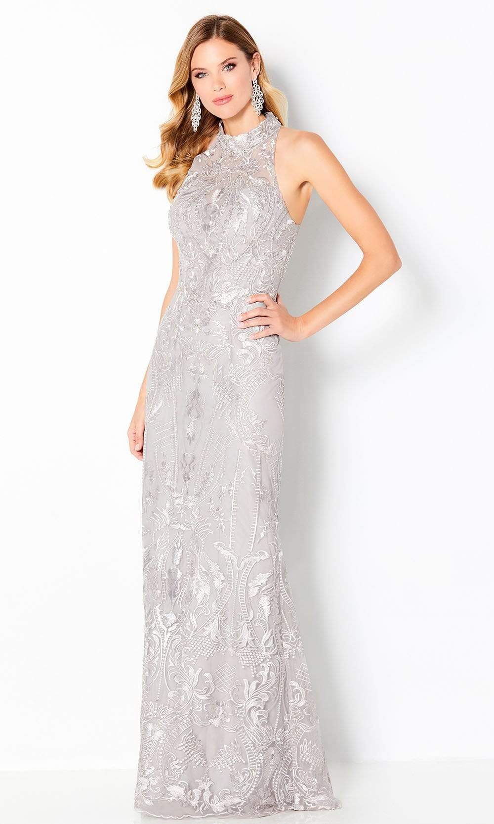 Image of Cameron Blake - 220645 High Halter Embroidered Mother of the Bride Dress