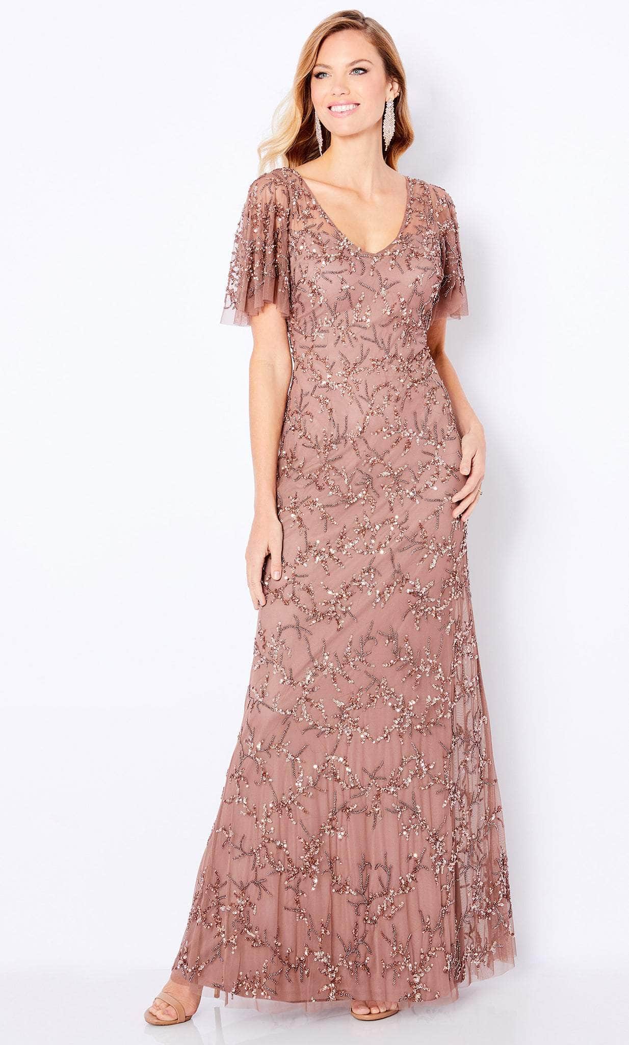 Image of Cameron Blake 221681W - Flutter Sleeves Formal Gown