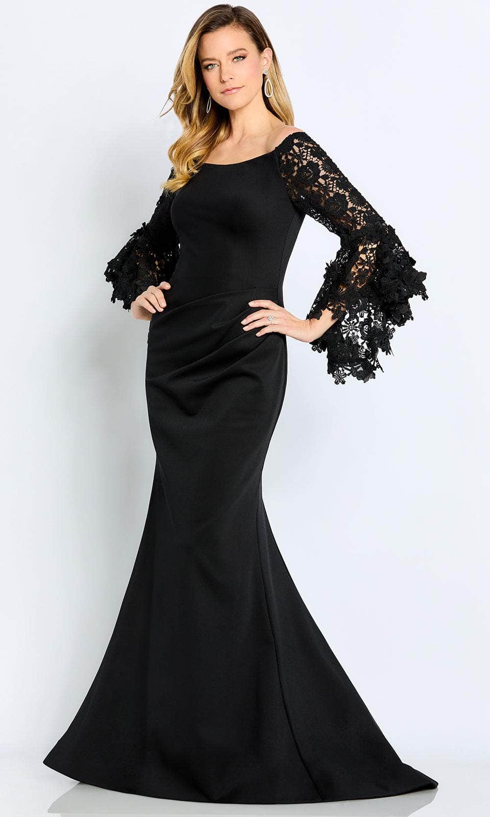Image of Cameron Blake CB104 - Laced Long-Sleeved Formal Gown