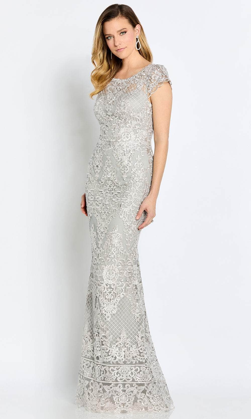 Image of Cameron Blake CB105 - Bateau Sequin Lace Evening Gown