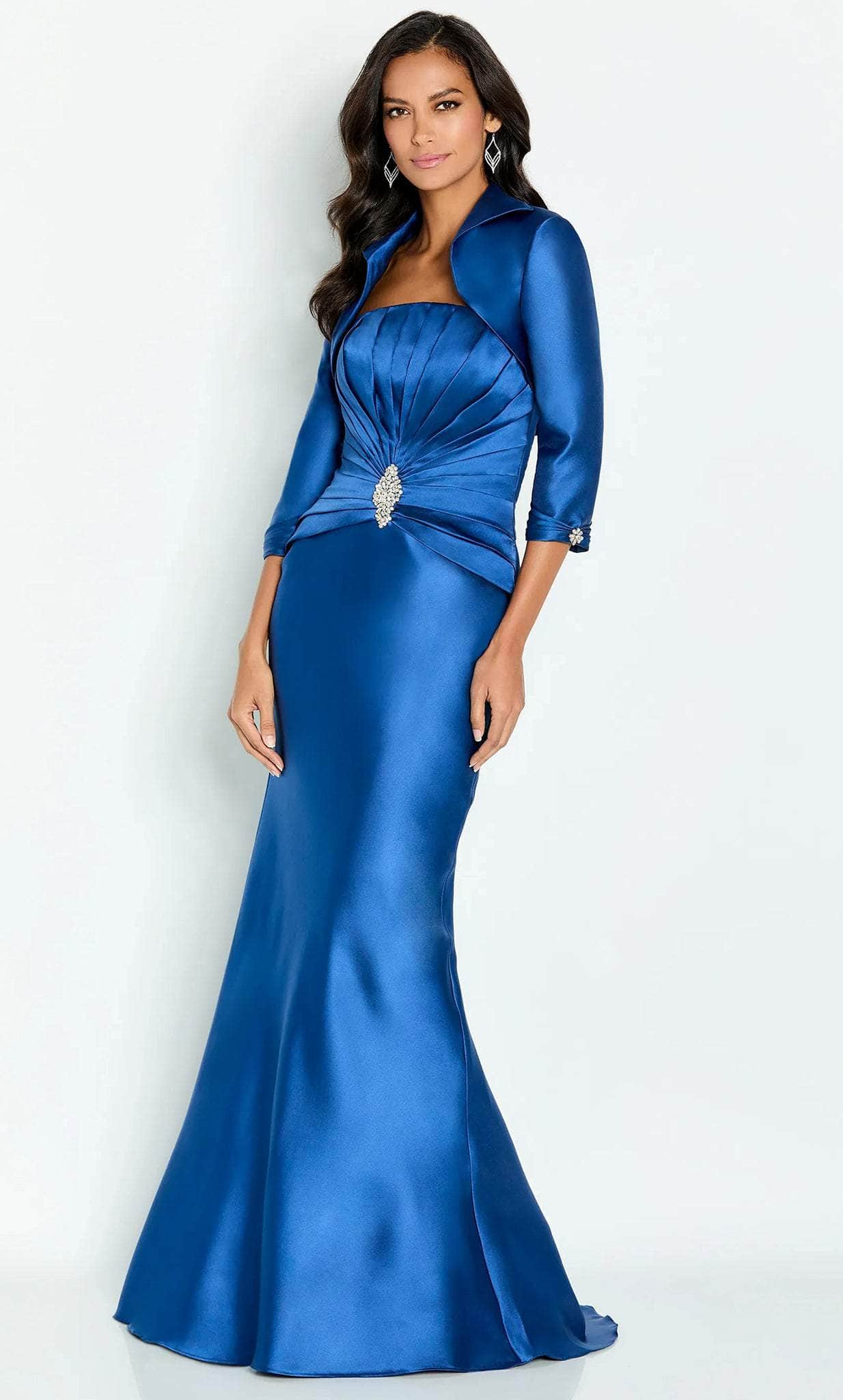 Image of Cameron Blake CB134 - Pleated Strapless Prom Gown With Jacket