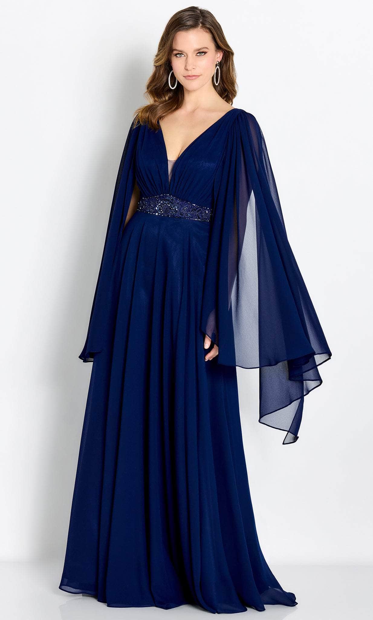 Image of Cameron Blake CB756 - Draped Shoulder Evening Gown