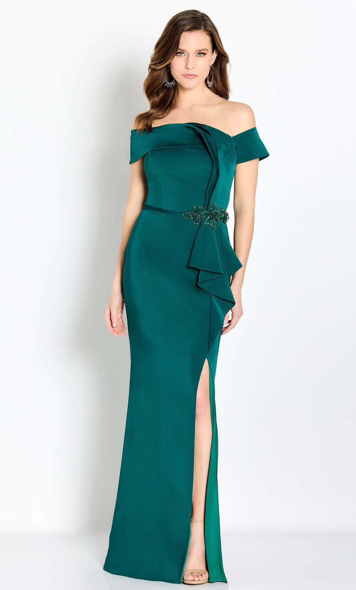 Image of Cameron Blake CB761 - Draped Off Shoulder Evening Gown