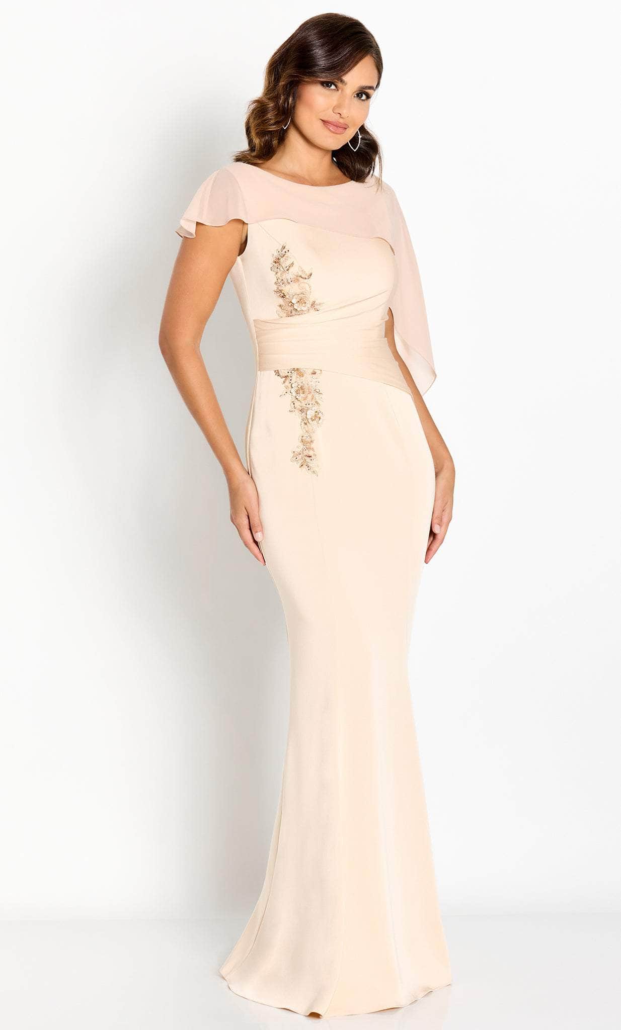 Image of Cameron Blake CB763 - Draped Sleeve Evening Gown