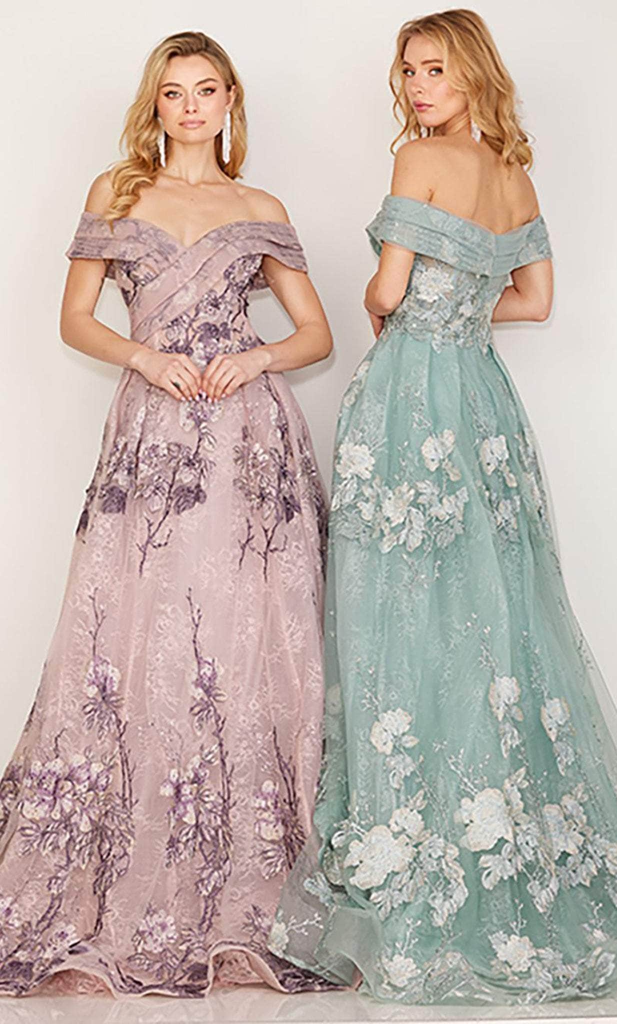Image of Cecilia Couture 193 - Off Shoulder Floral Lace Dress