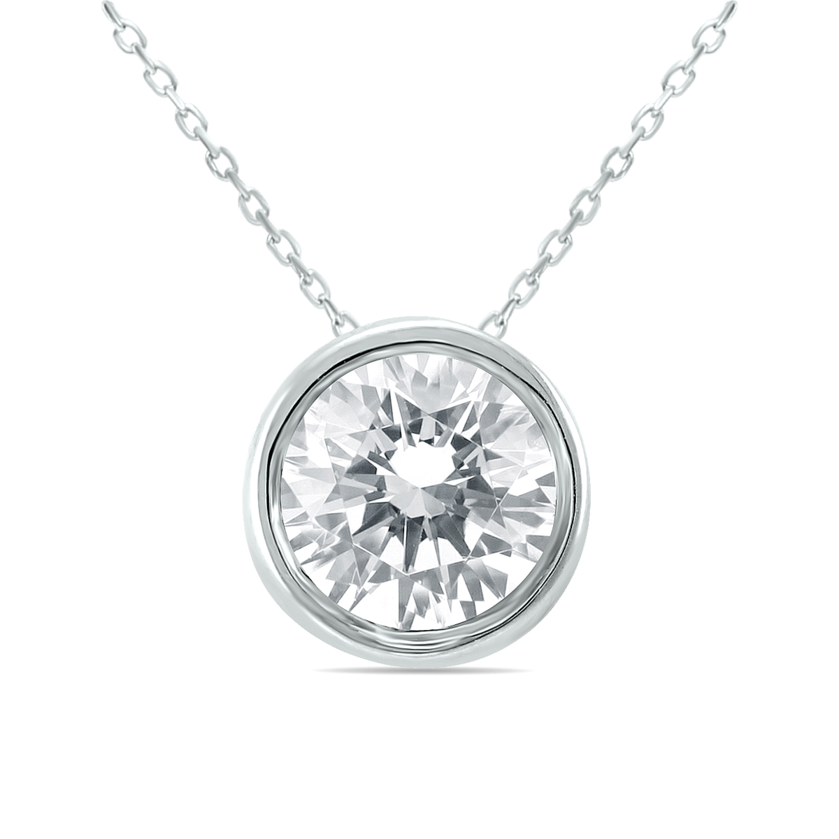 Image of Certified 3/4 Carat Diamond Bezel Pendant in 14K White Gold