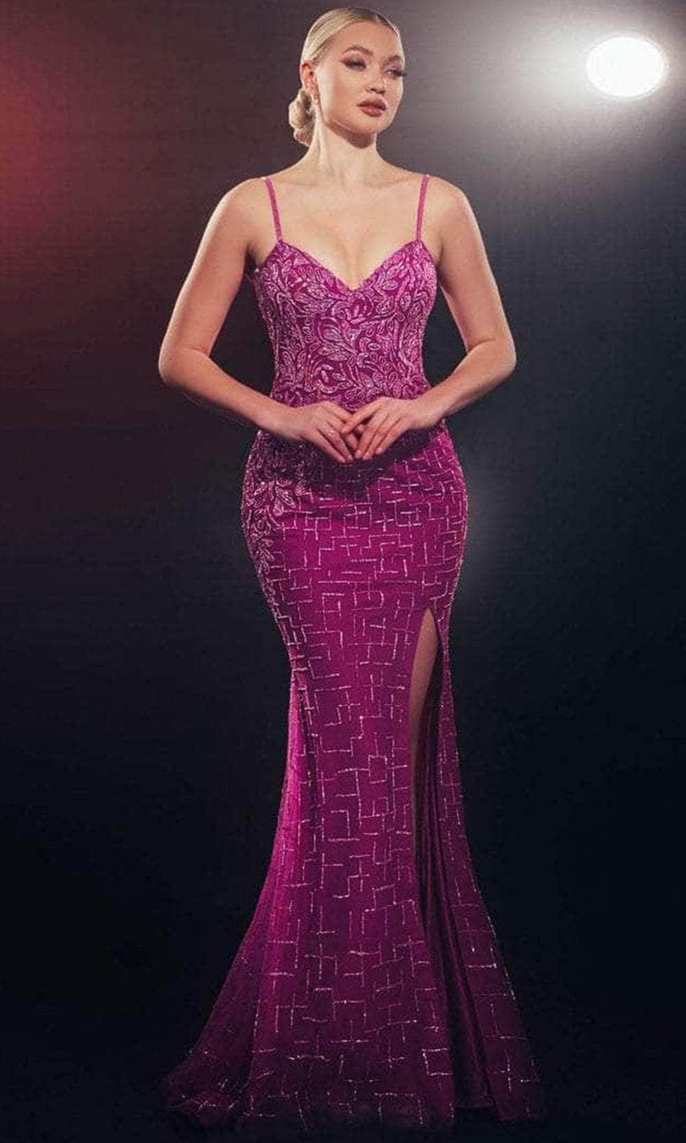 Image of Chic and Holland AF330141 - Embroidered Sleeveless Prom Gown