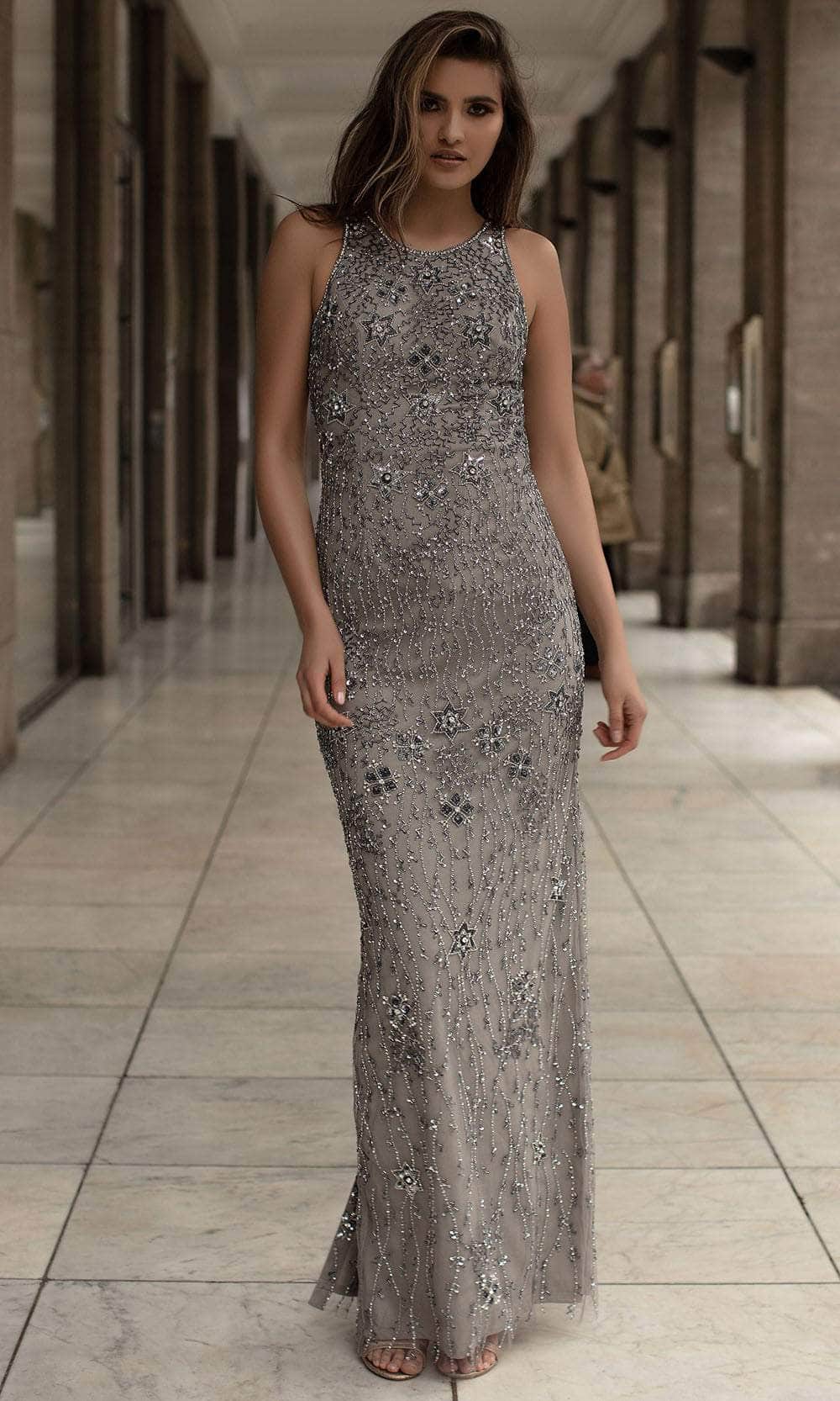 Image of Chic and Holland AN1410 - Jewel Beaded Prom Gown With Slit