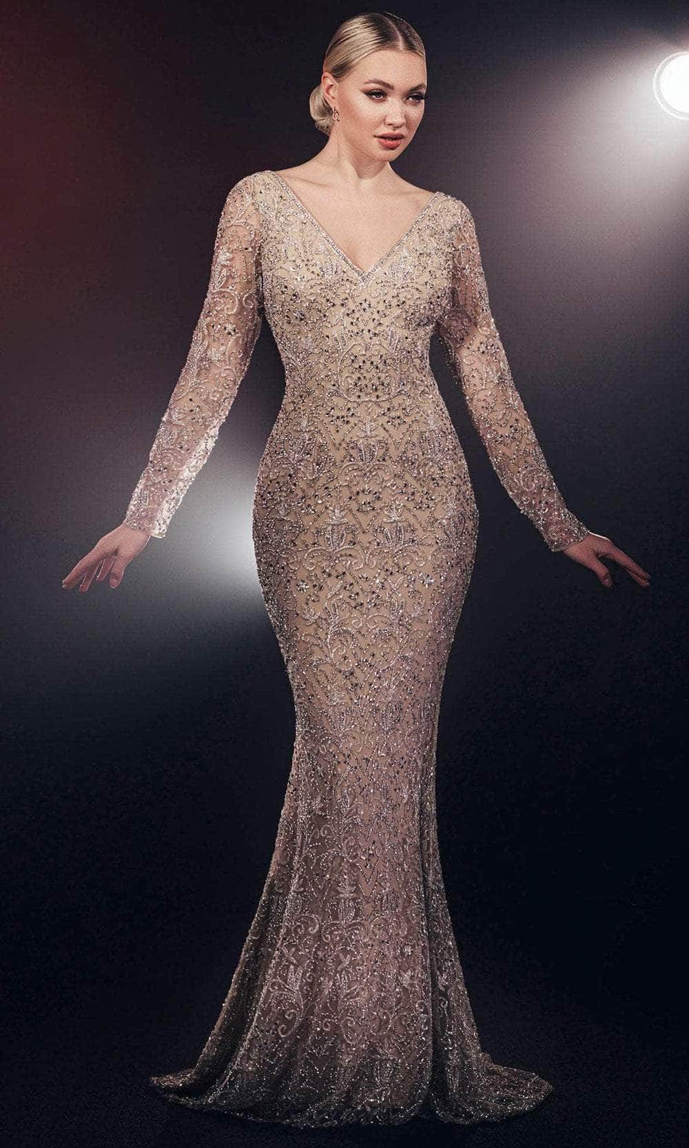 Image of Chic and Holland HF110139 - Beaded Mermaid Evening Gown