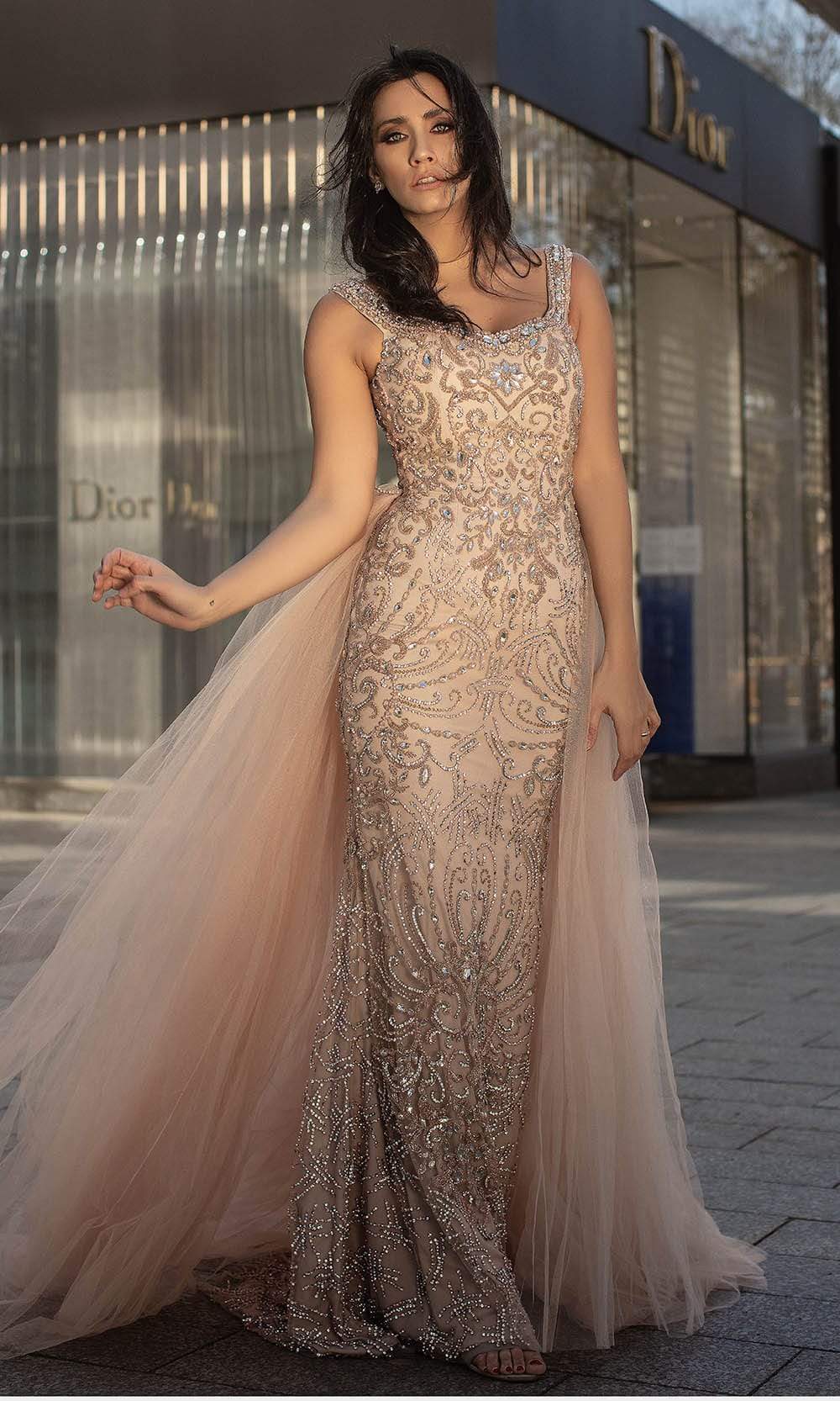 Image of Chic and Holland - HF1576 Embellished Sheath Dress with Overskirt