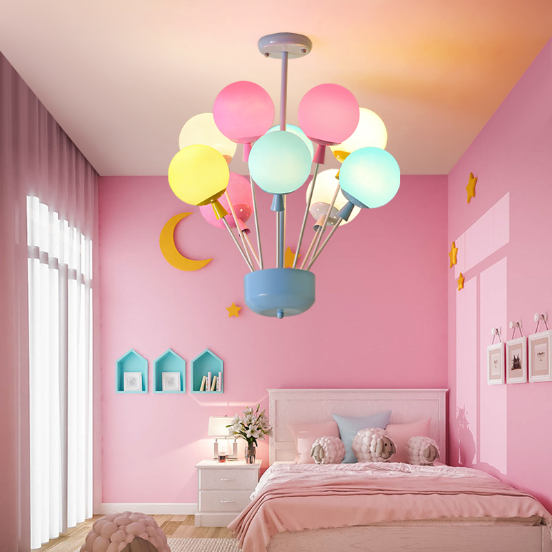 Image of Children&#039s Room Lamps Chandeliers Lighting Warm Romantic Bedroom Dining Color Glass Chandelier Ceiling Modern Creative Foyer Room Pendant Lights