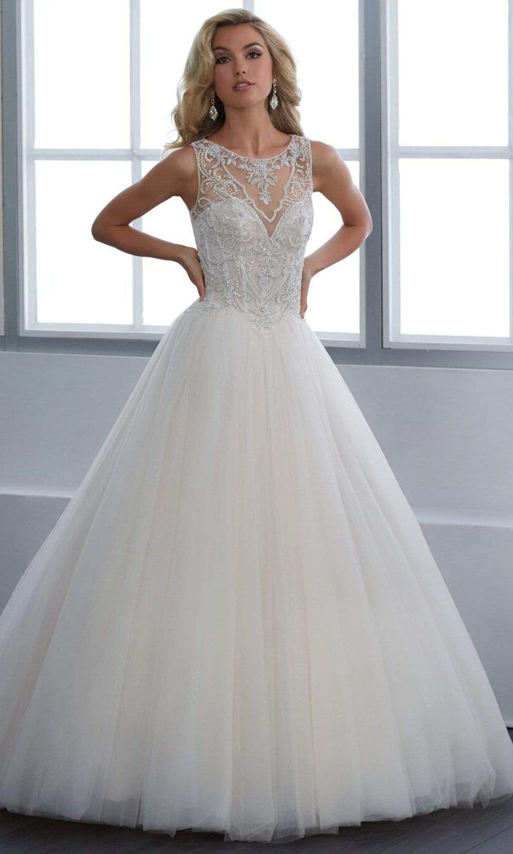 Image of Christina Wu Brides - 15664 Beaded Illusion A-Line Gown With Chapel Train
