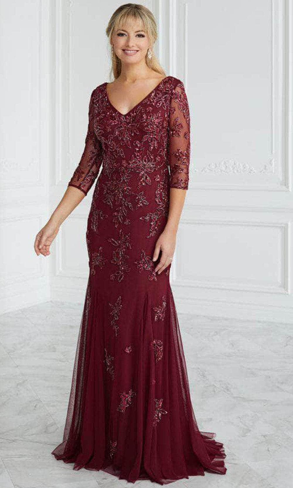 Image of Christina Wu Elegance 17088 - Beaded Applique Trumpet Evening Gown