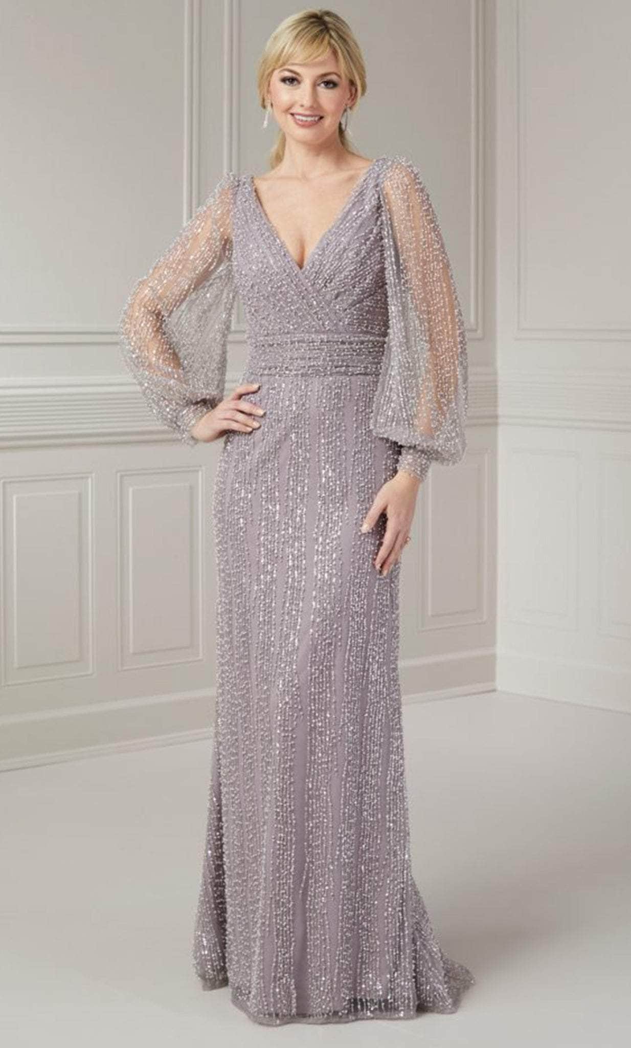Image of Christina Wu Elegance 17124 - Puff Sleeve Beaded Evening Gown