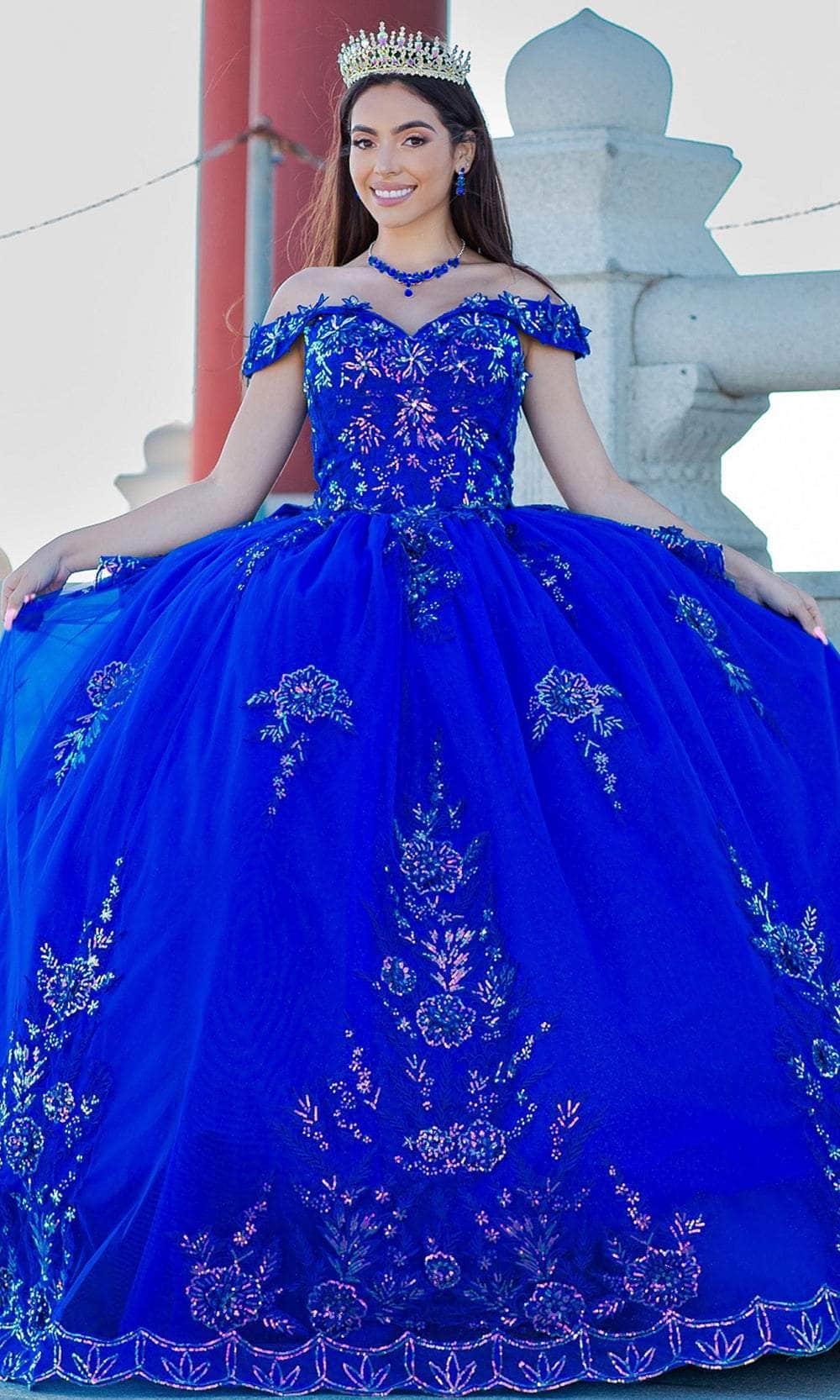 Image of Cinderella Couture 8100J - Beaded Applique Off-Shoulder Ballgown