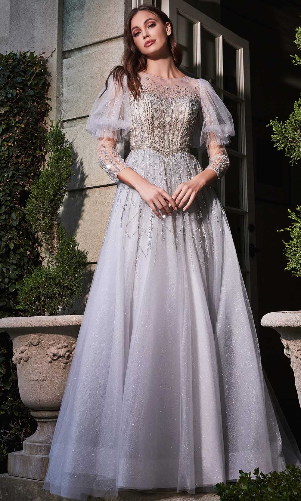 Image of Cinderella Divine B707 - Puffed Sleeves Bridal Gown