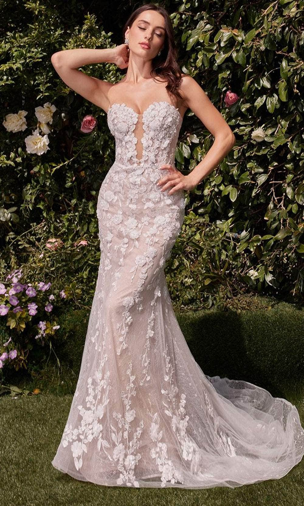 Image of Cinderella Divine Bridal CD793W - Mermaid Floral Bridal Gown