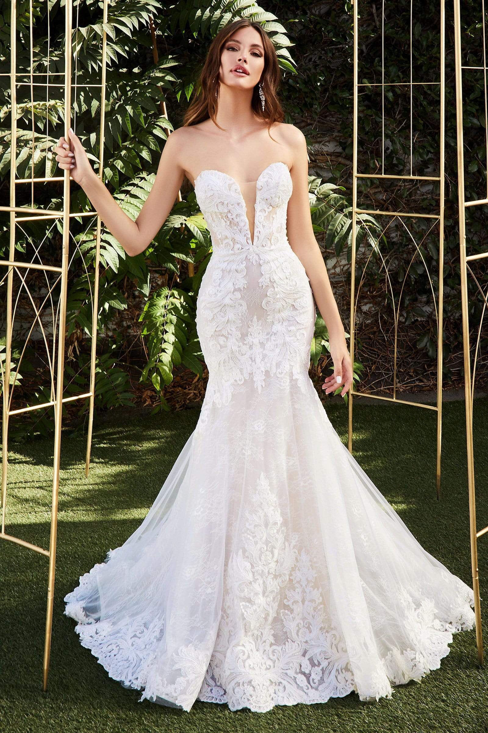 Image of Cinderella Divine Bridal - CD928 Strapless Lace Trumpet Gown