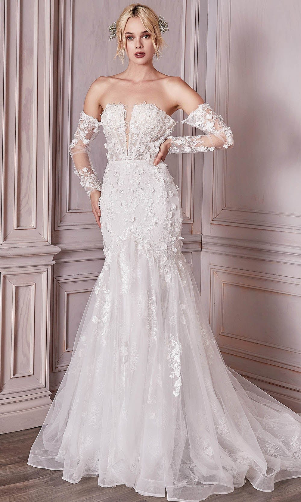 Image of Cinderella Divine Bridal CD977W - Trumpet Wedding Gown