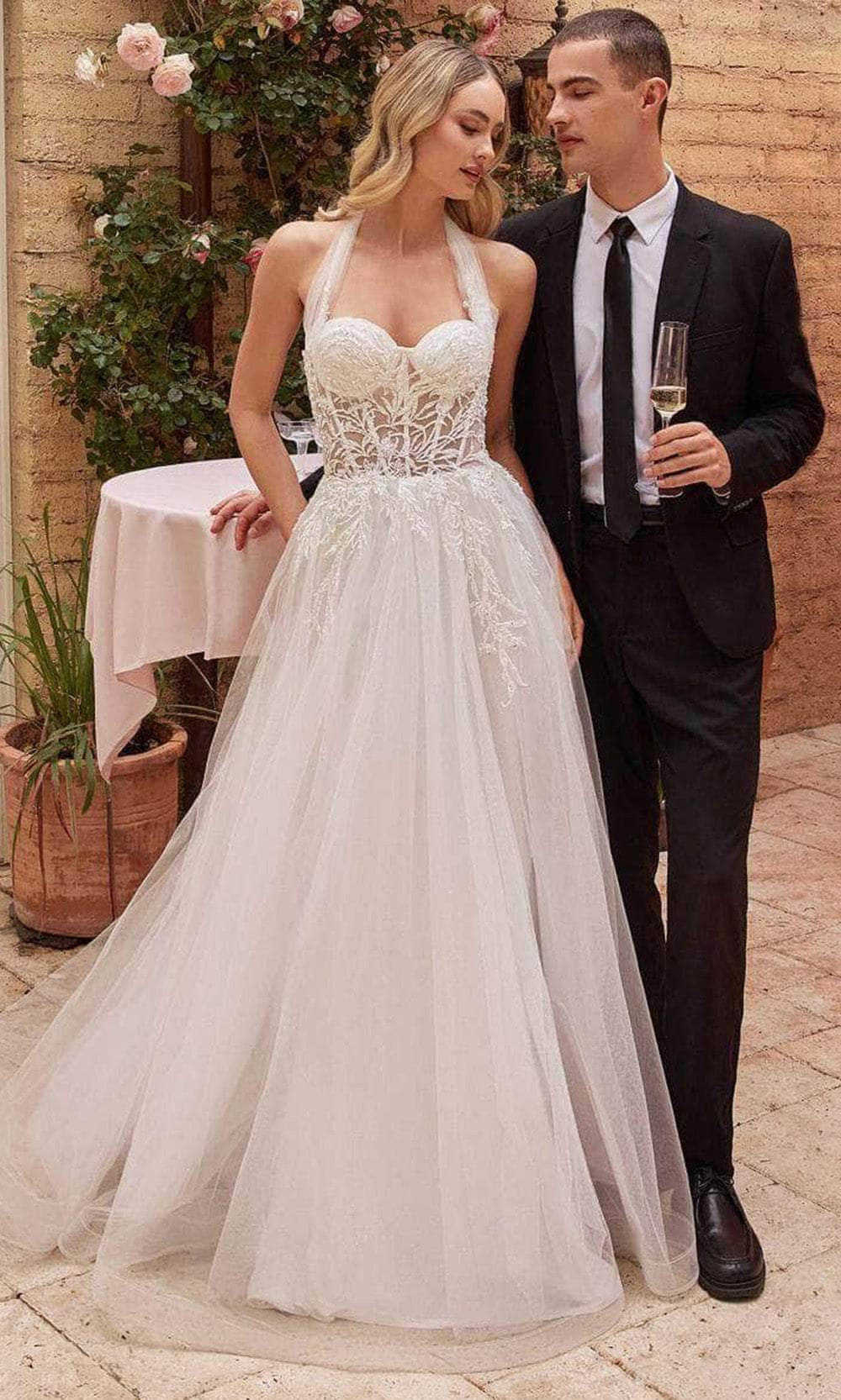 Image of Cinderella Divine CD827W - Halter Corset Bridal Dress