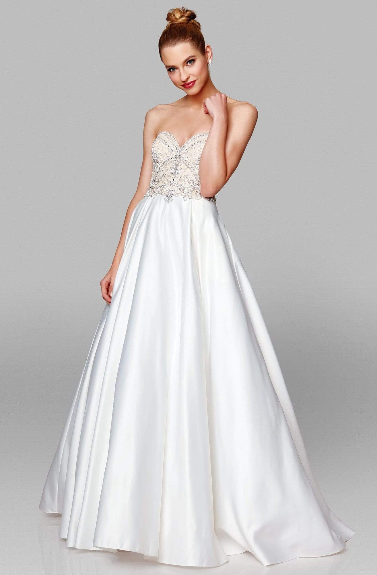 Image of Clarisse - 600157 Beaded Sweetheart Satin A-line Gown