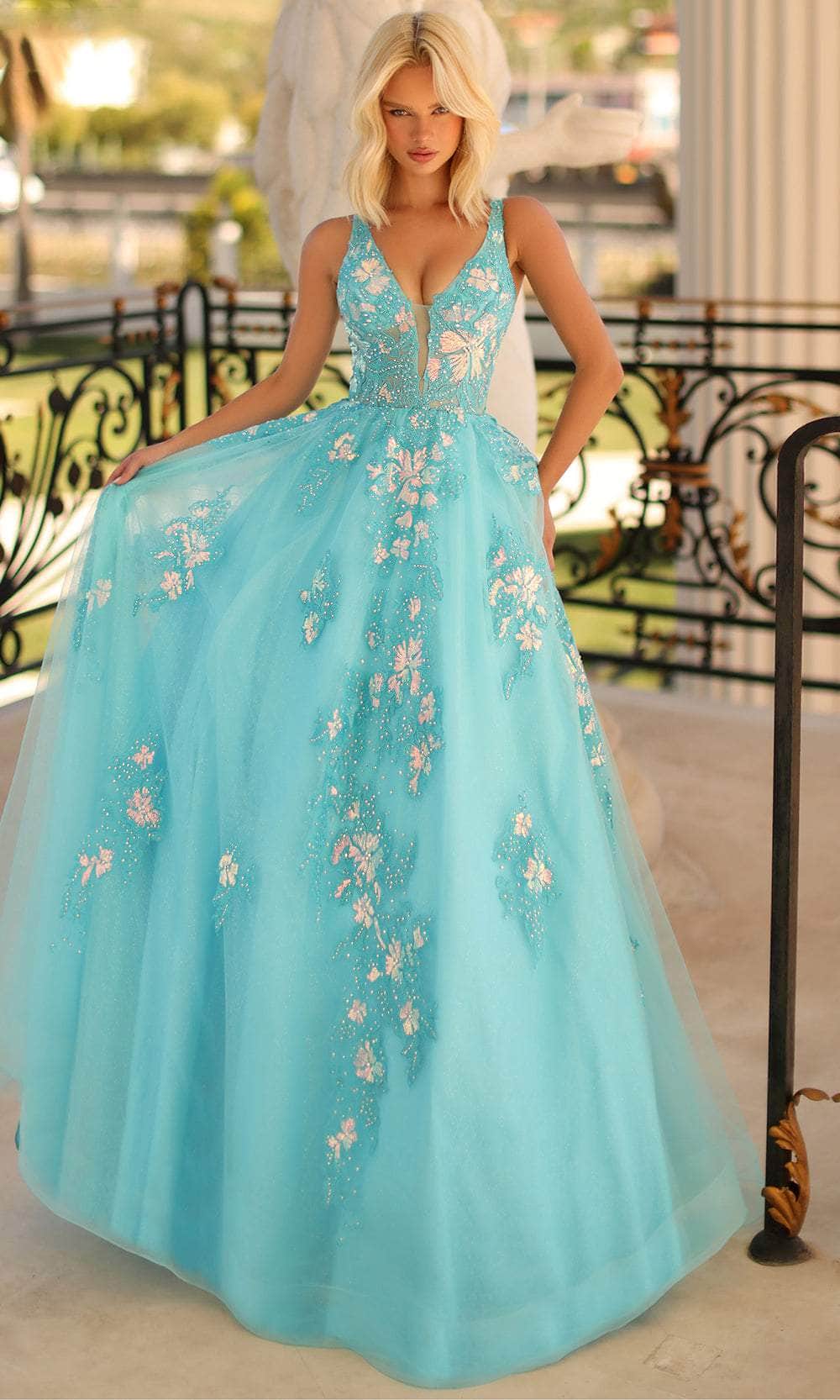 Image of Clarisse 810456 - Embroidered Cutout Back Ballgown