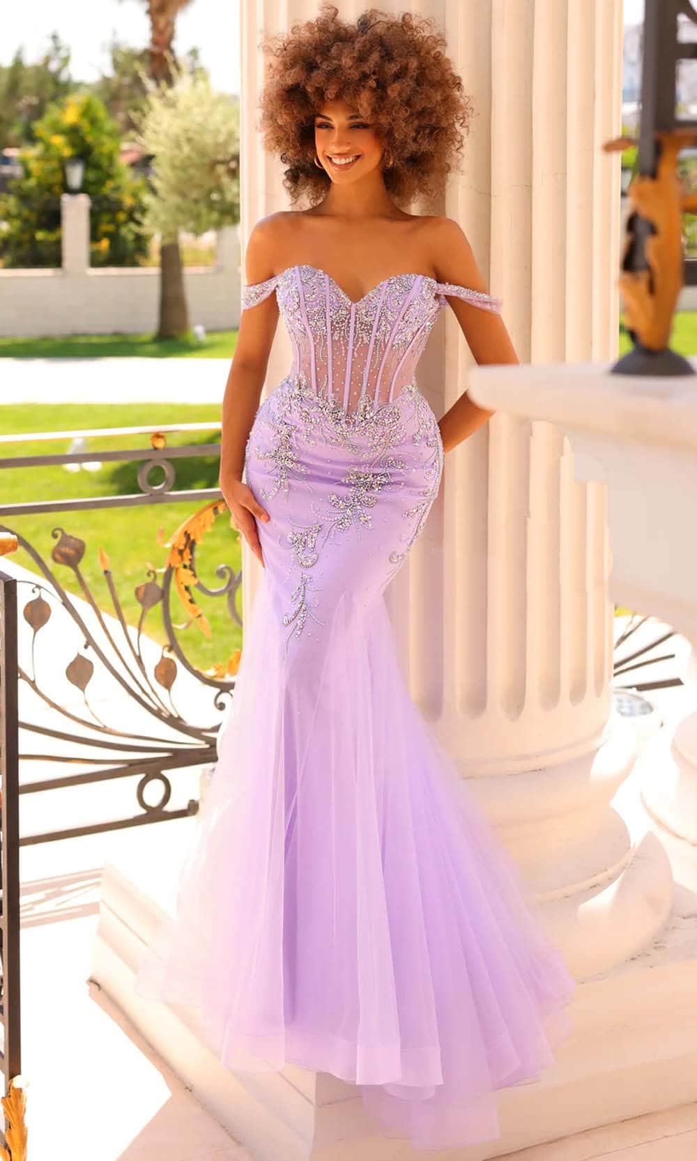 Image of Clarisse 811020 - Beaded Sweetheart Godets Prom Gown