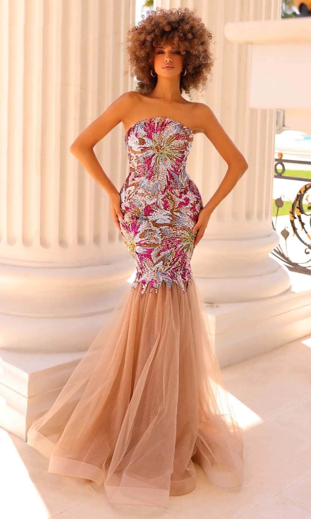 Image of Clarisse 811050 - Multicolor Beaded Strapless Prom Gown
