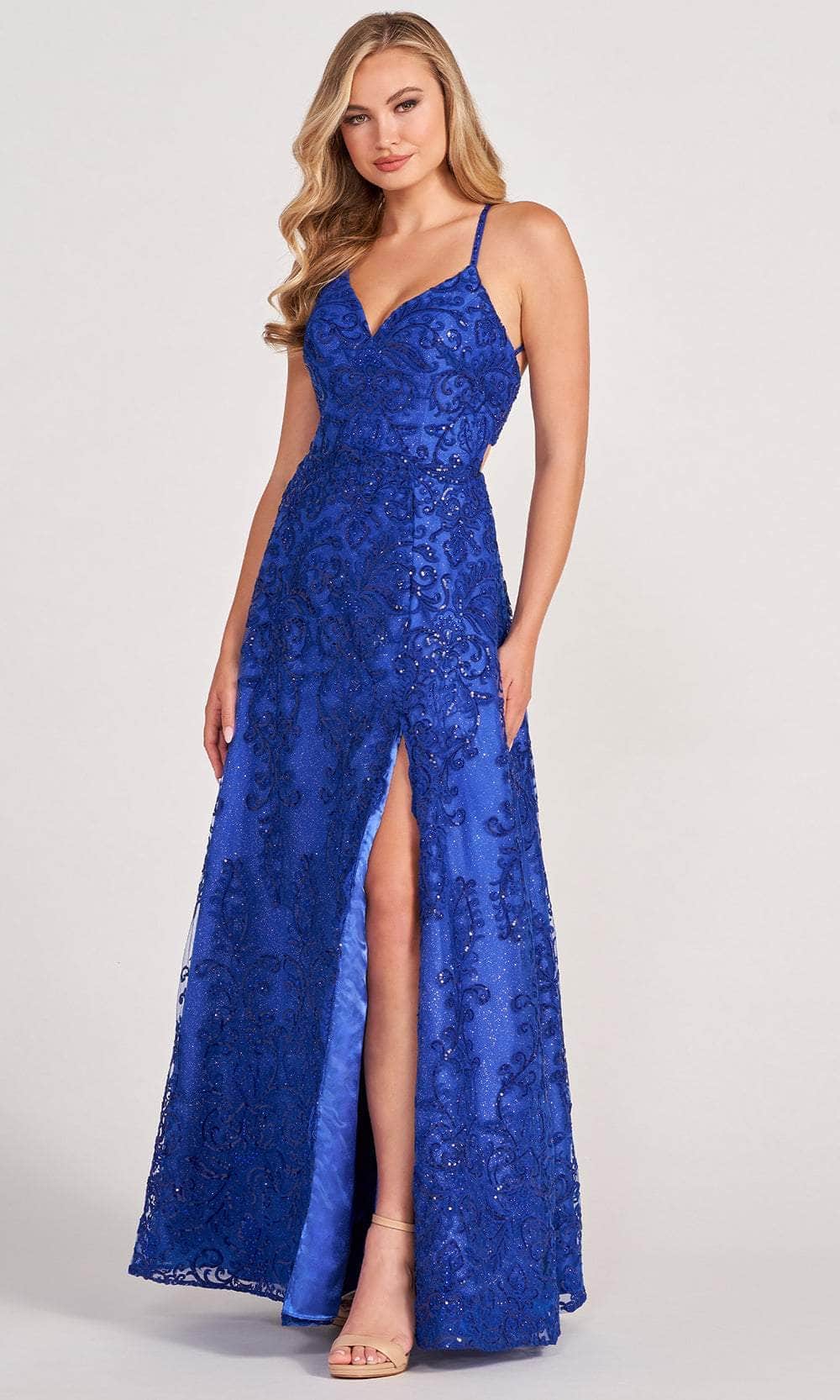 Image of Colette By Daphne CL2028 - Glittering Lace Applique Evening Gown