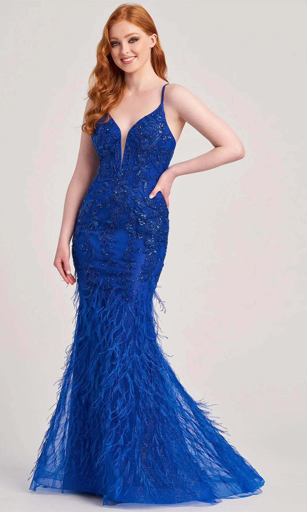 Image of Colette By Daphne CL5103 - Feather Ornate Prom Dress
