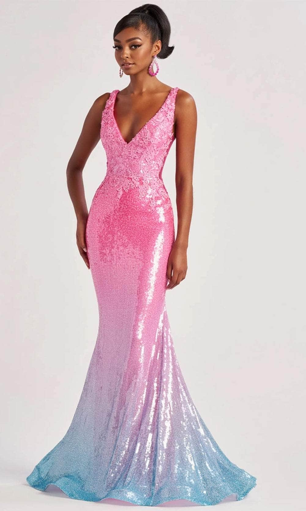 Image of Colette By Daphne CL8605 - Sleeveless Ombre Prom Gown