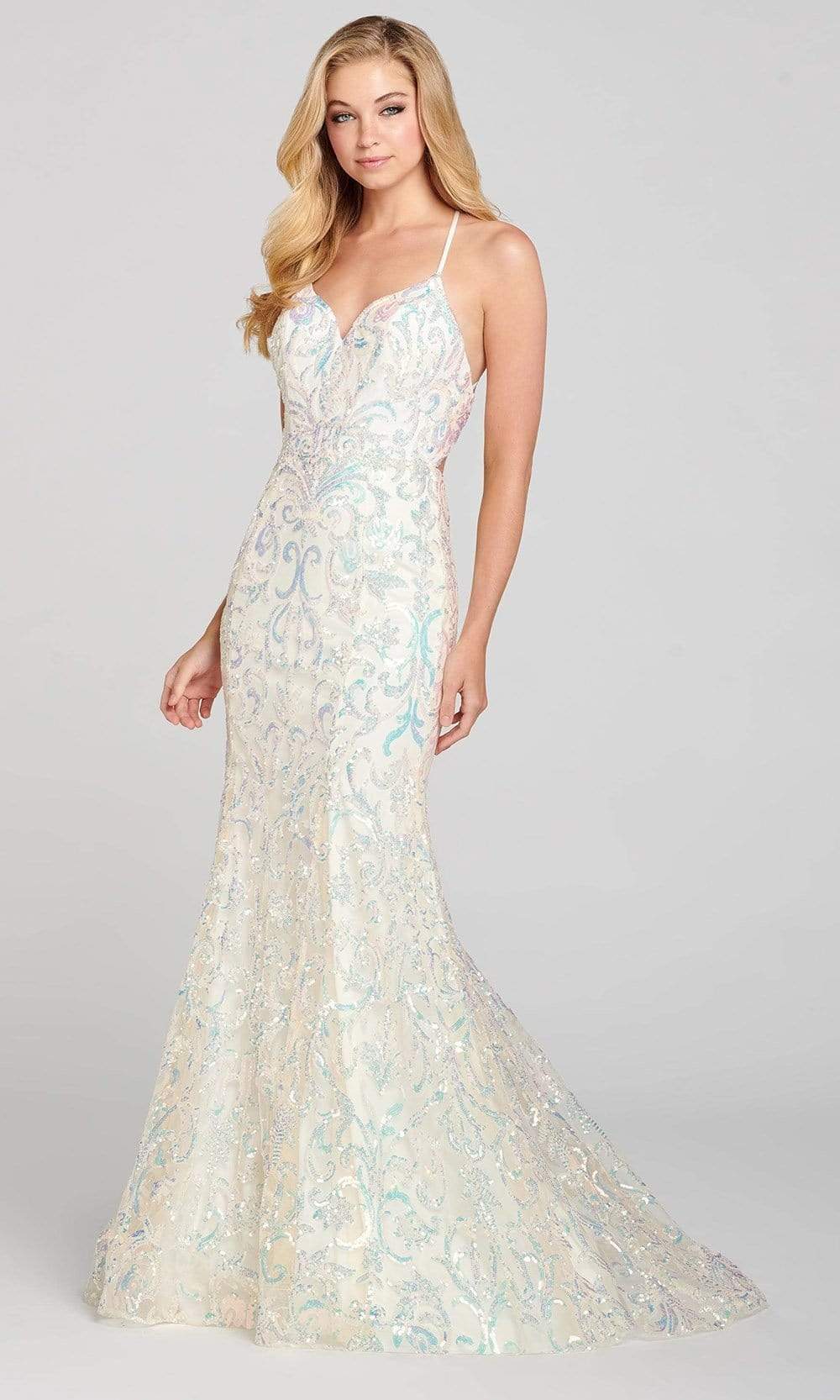 Image of Colette for Mon Cheri - CL12130 Sequined Mermaid Modest Prom Gown