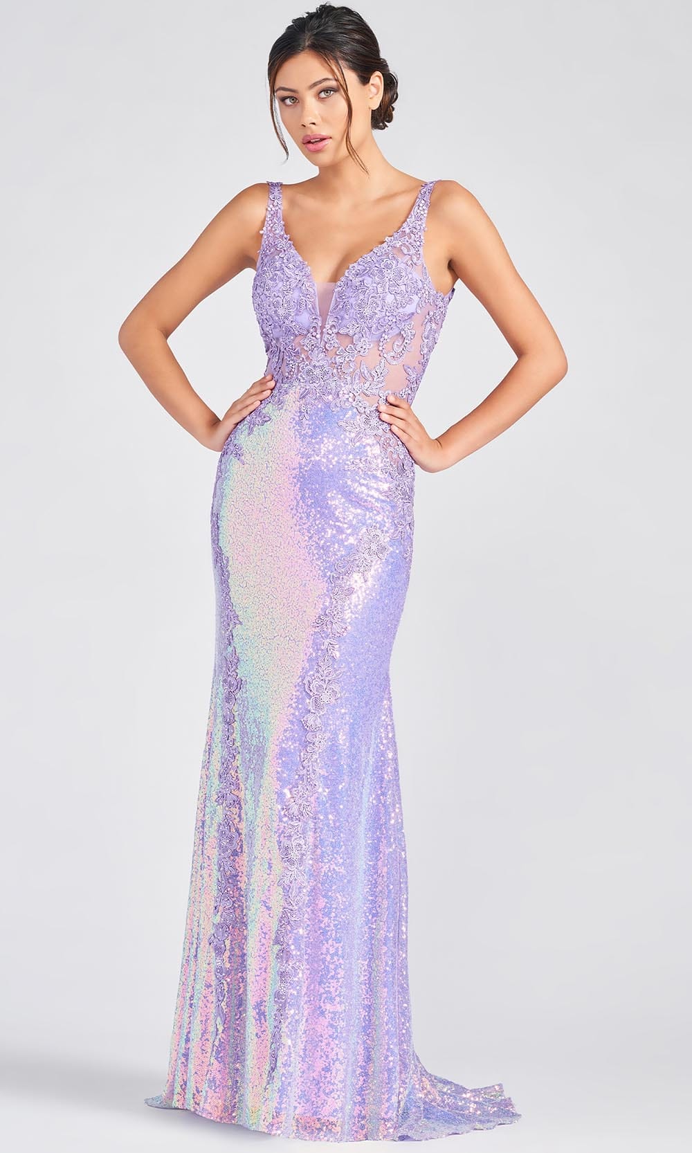 Image of Colette for Mon Cheri CL12253 - Iridescent Sequins Fit And Flare Gown
